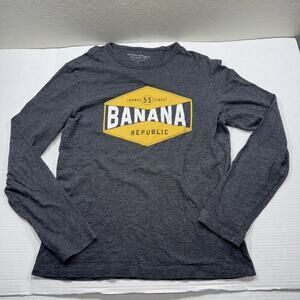 Banana Republic  Vintage T-Shirt Gray Yellow Heathered Thomas 55 Street S